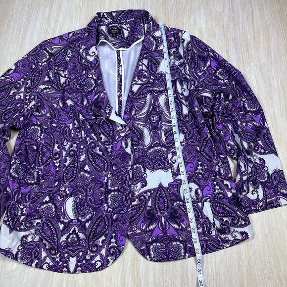 Maree Pour Toi Women's Paisley Core Long Sleeve Purple One Button Blazer Size 26 - Picture 12 of 13